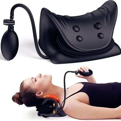 C-Shape Neck Massage Pillow with Heat and Vibration C-shaped design conforms to the curve of the neck Deeply massages the cervical spine to relieve stiffness in the shoulders and neck